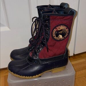 L.L. Bean Burgundy and Navy Duck Boots